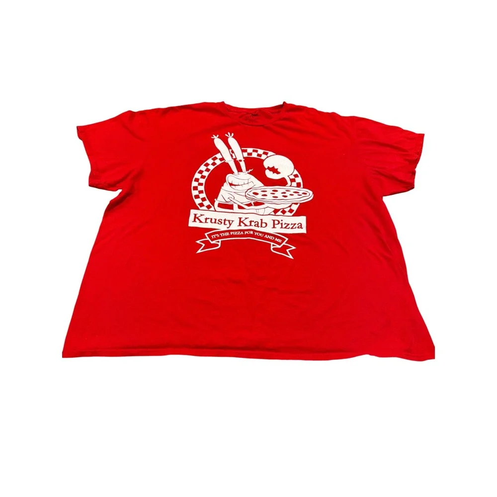 Nickelodeon SpongeBob Mr Krabs Krusty Krab Pizza Graphic T-Shirt Red XXL